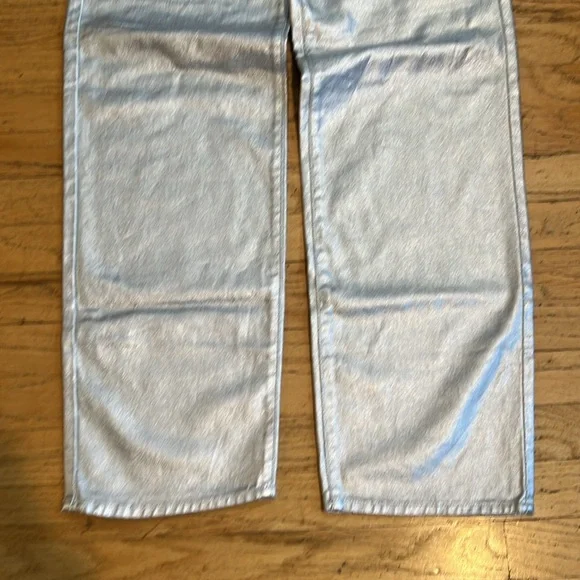 NWT Universal Thread 90s Baggy Metallic Silver Cotton Jeans - Women’s 0 Long - Picture 8 of 16
